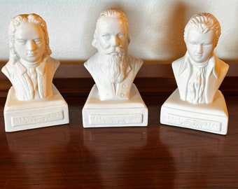 Set of 3 Vintage Ceramic Composer Bust  Willis Music Co