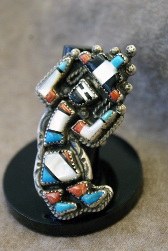 Vintage Sterling Silver Zuni Inlay Rainbow Dancer