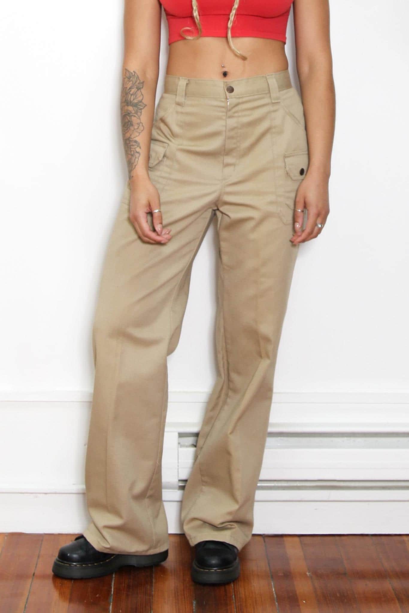 VINTAGE 90s 2000s TAN KHAKI Cargo Utility Canvas Style High