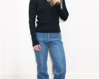 VINTAGE DKNY Y2K Black RIBBED Textured Striped Stretchy Slim