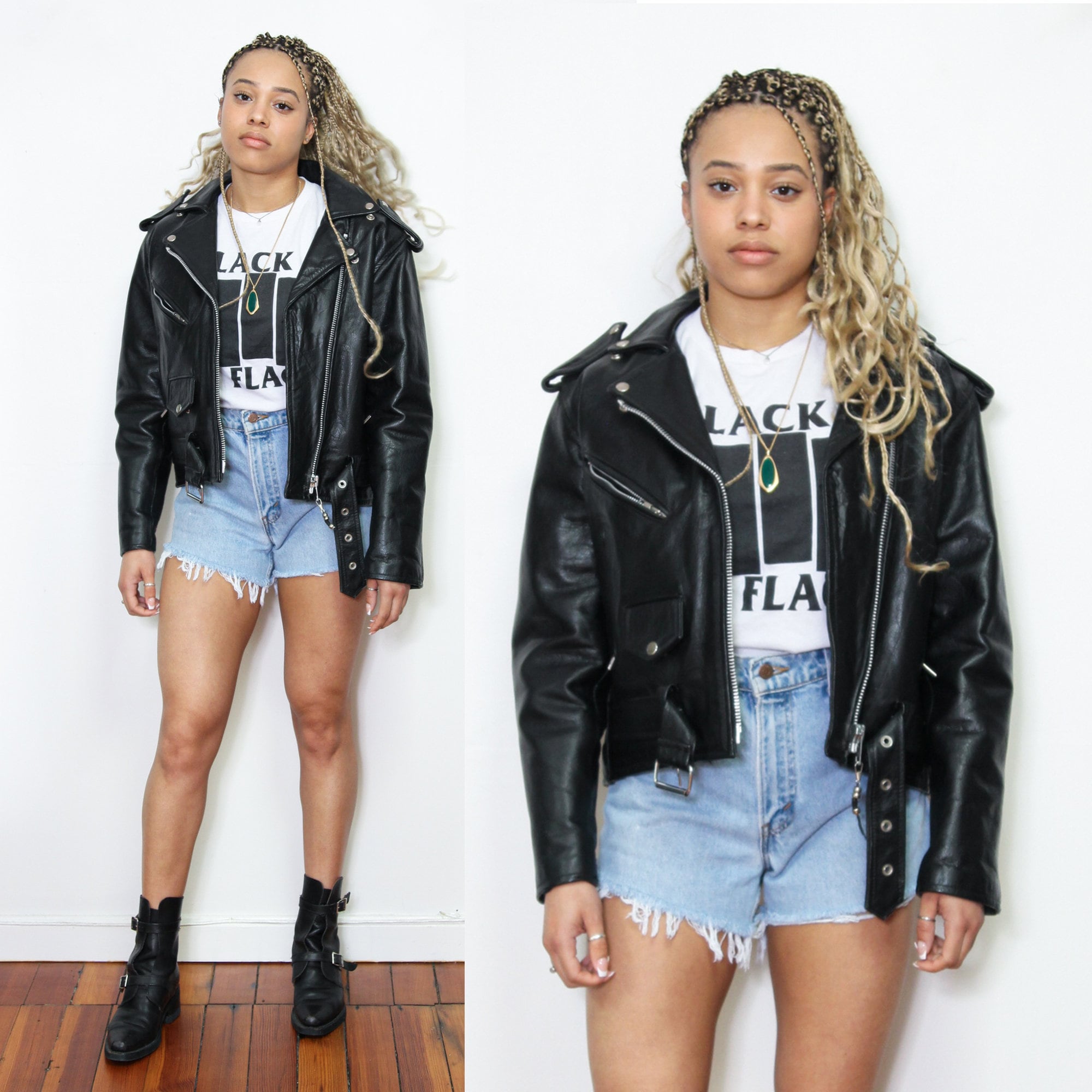 VINTAGE 90s Black Leather MOTO Motorcycle Punk Grunge Rocker VINTAGE 90s Black Leather MOTO Motorcycle Punk Grunge Rocker