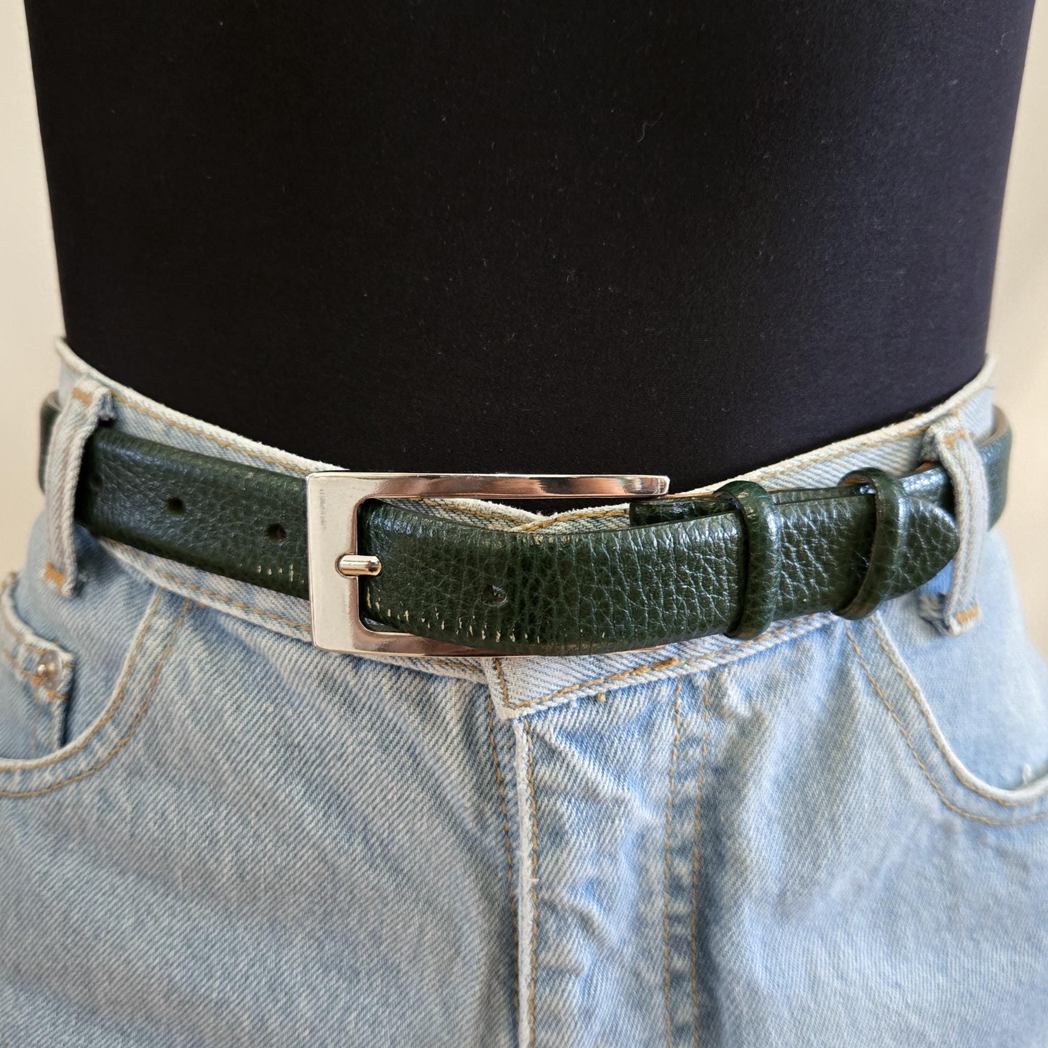 Vintage Talbots Army Green Belt Leather Made in USA Southwestern Boho‎ Medium Talbots Skinny Belts for Women for sale | eBay main image 2