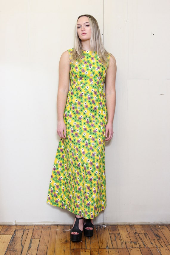 VINTAGE 60s 70s Yellow Green HIPPIE Boho Takashi … - image 4