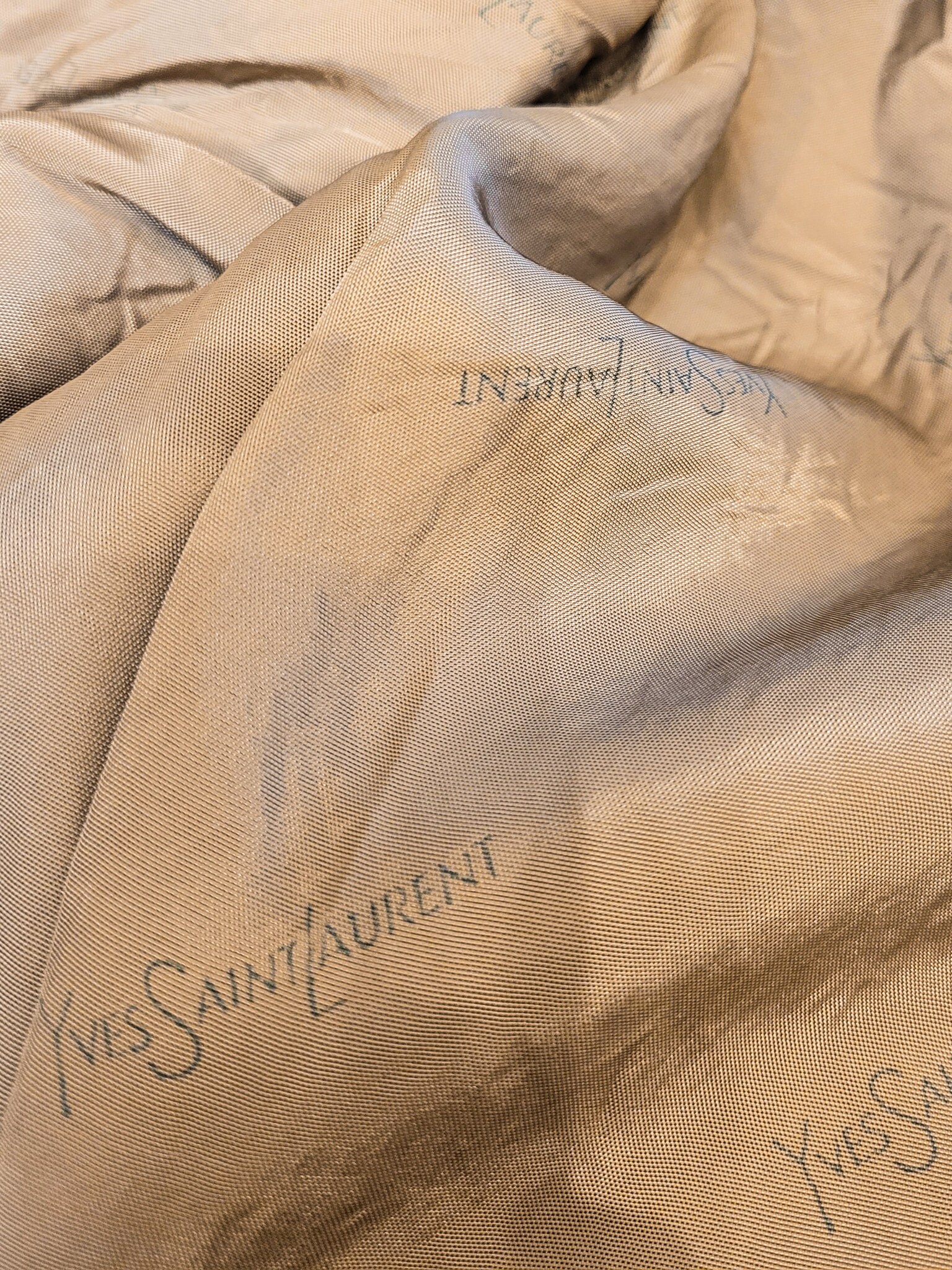 VINTAGE 70s Auth YSL Yves Saint Laurent Wool Tan Pleated VINTAGE 70s Auth YSL Yves Saint Laurent Wool Tan Pleated