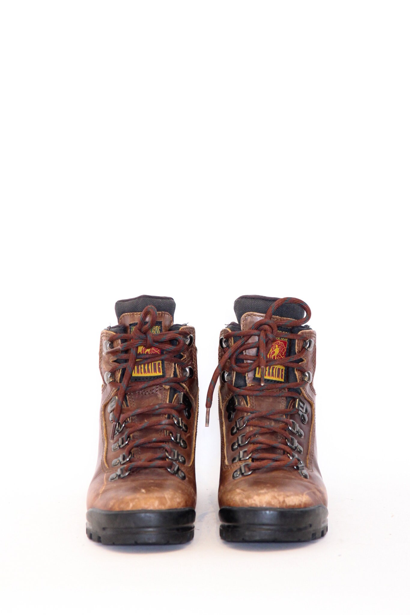 VINTAGE 80s 90s BROWN Leather TECNICA Sturdy Hiking Lace up 