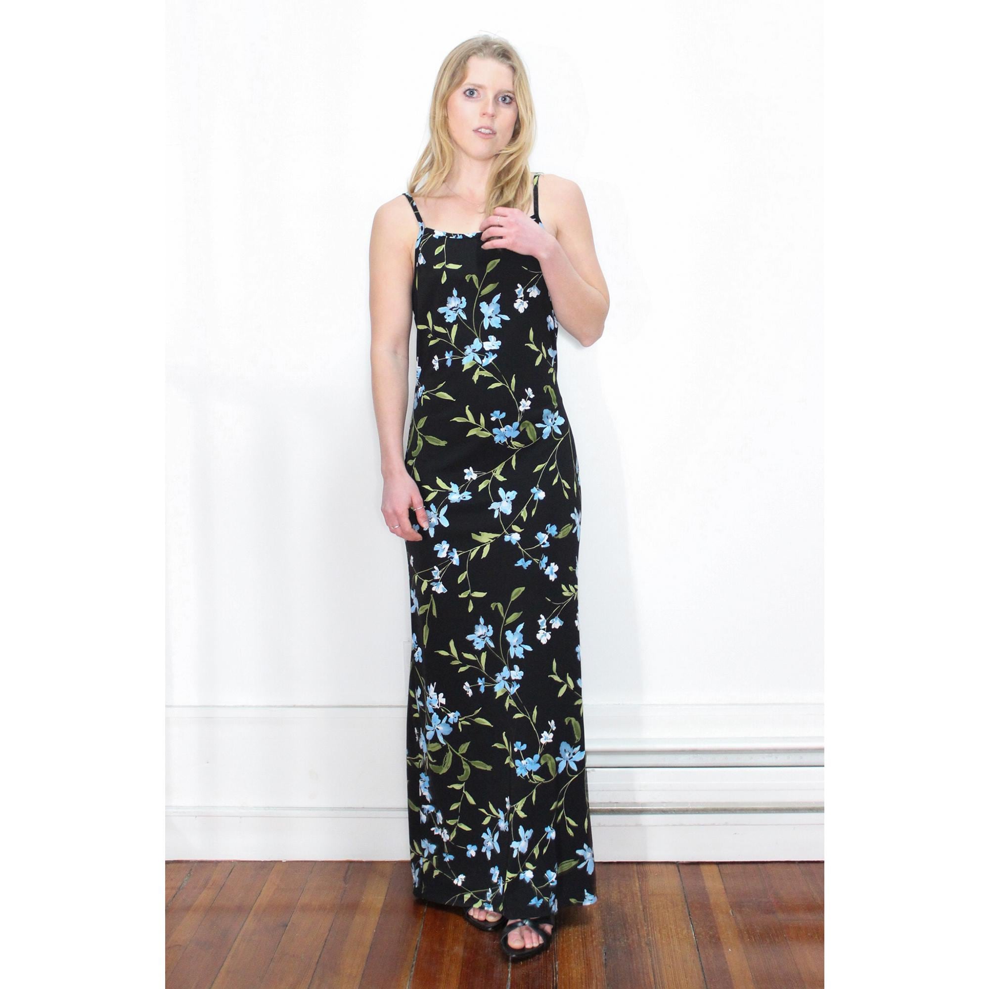 blue and black flower dress Fifer Mini Dress in Electric Blue Floral Printed Twill
