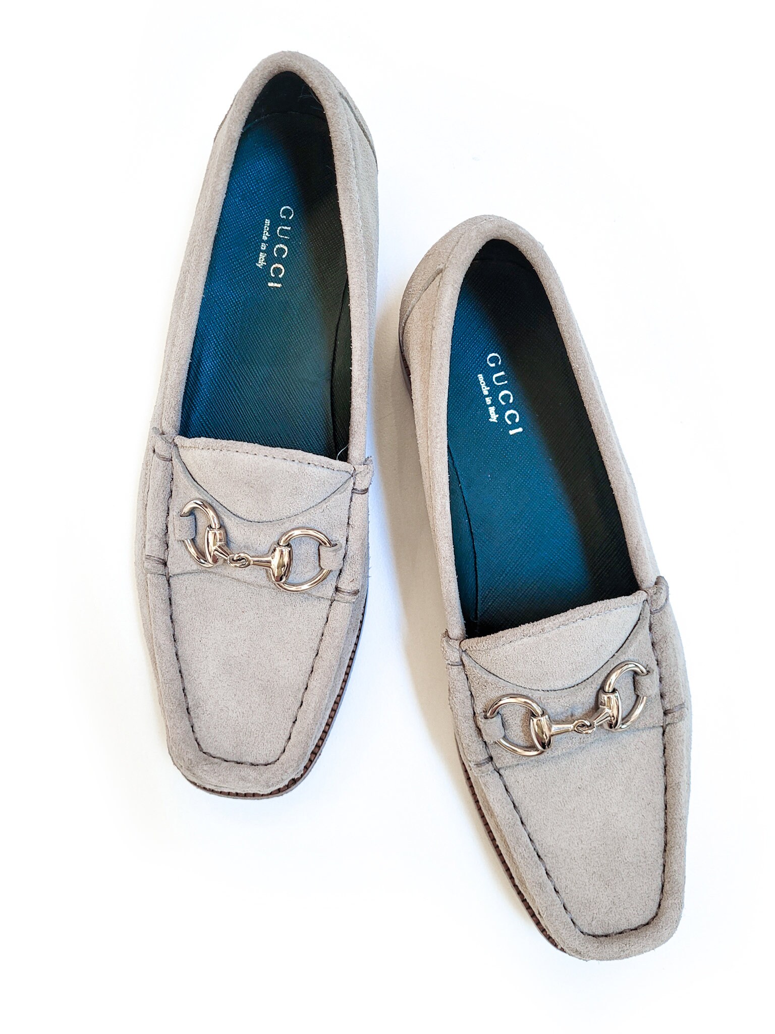 Auth GUCCI Womens Light Tan Beige SUEDE Leather Silver  display picture 3