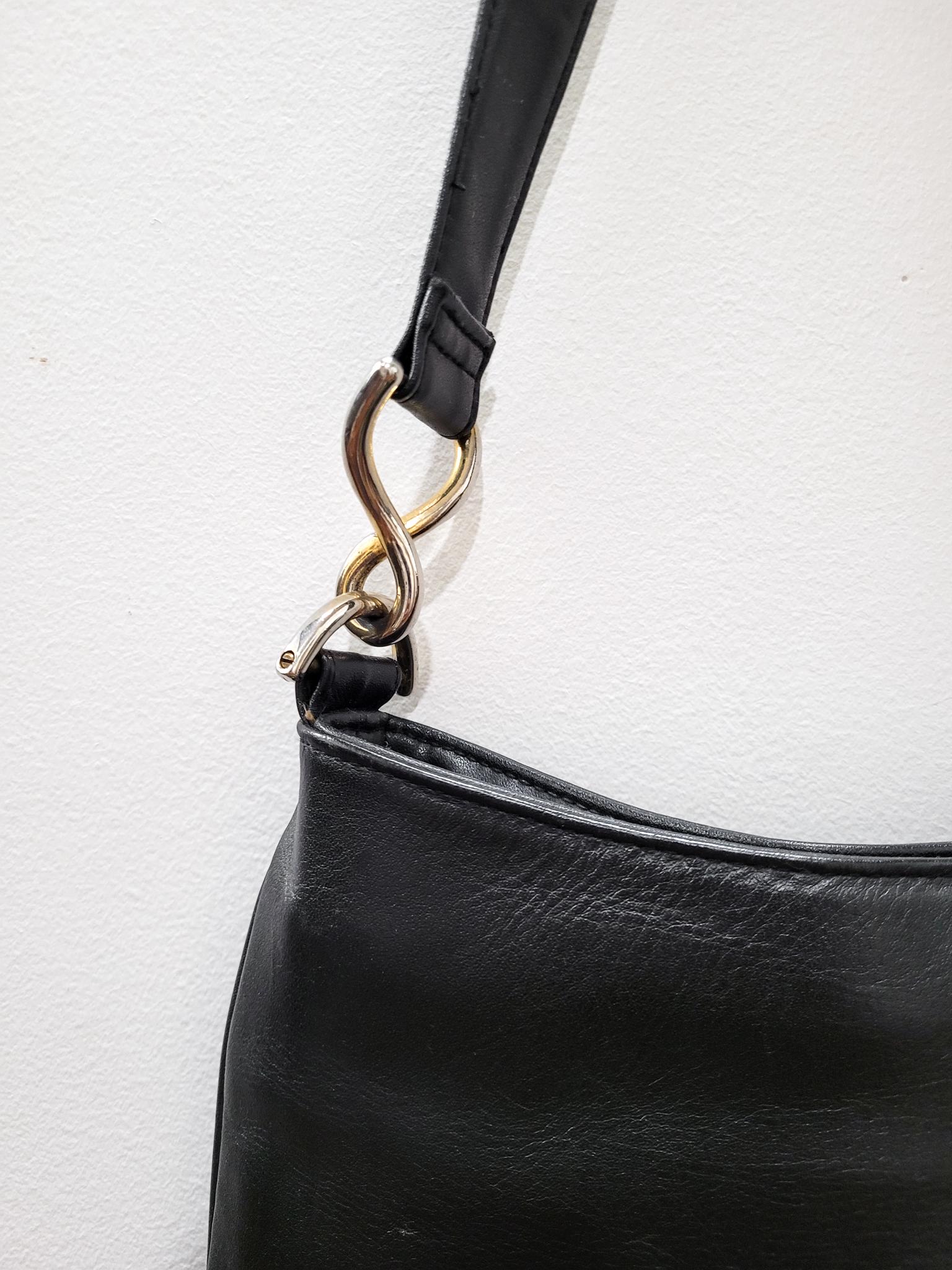 VINTAGE 90s 2000s Y2K Black Leather GIANI Bernini Curved VINTAGE 90s 2000s Y2K Black Leather GIANI Bernini Curved