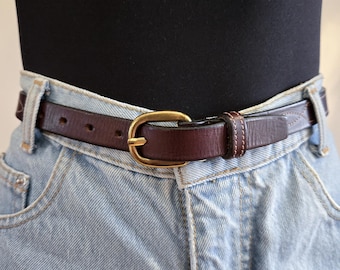 Klasyczny pasek boho w kolorze ciemnobrązowym w stylu western z odsłoniętymi przeszyciami || Pasuje na rozmiary XS S - od 23 do 26 cali