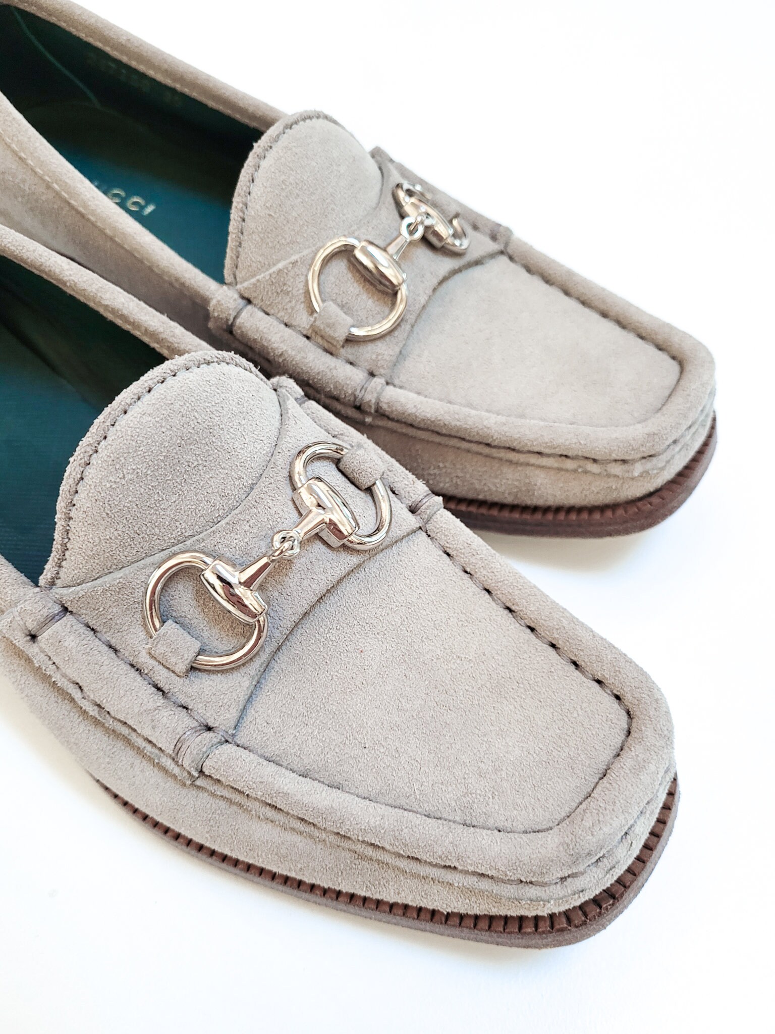 Auth GUCCI Womens Light Tan Beige SUEDE Leather Silver  display picture 1
