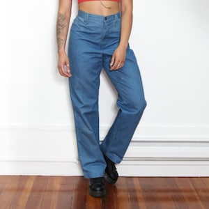 VINTAGE 90er Jahre Dark DENIM Blau Chambray High Waist Baumwoll Hose Hose Hose Hose || Minimalismus Capsule Garderobe || 73cm Taille