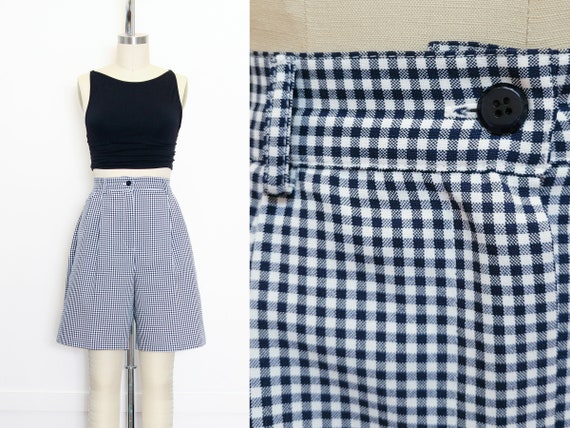 VINTAGE 80s 90s Blue and White Checkered GINGHAM … - image 1