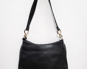 VINTAGE 90s 2000s Y2K Black Leather GIANI Bernini Curved