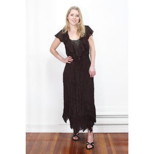 chocolate chiffon asymmetric strap draped midi dress Willow Chiffon Mini Dress main image 0