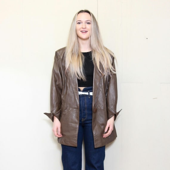 VINTAGE 70s 80s Brown Buttery Soft Leather Avant Garde
