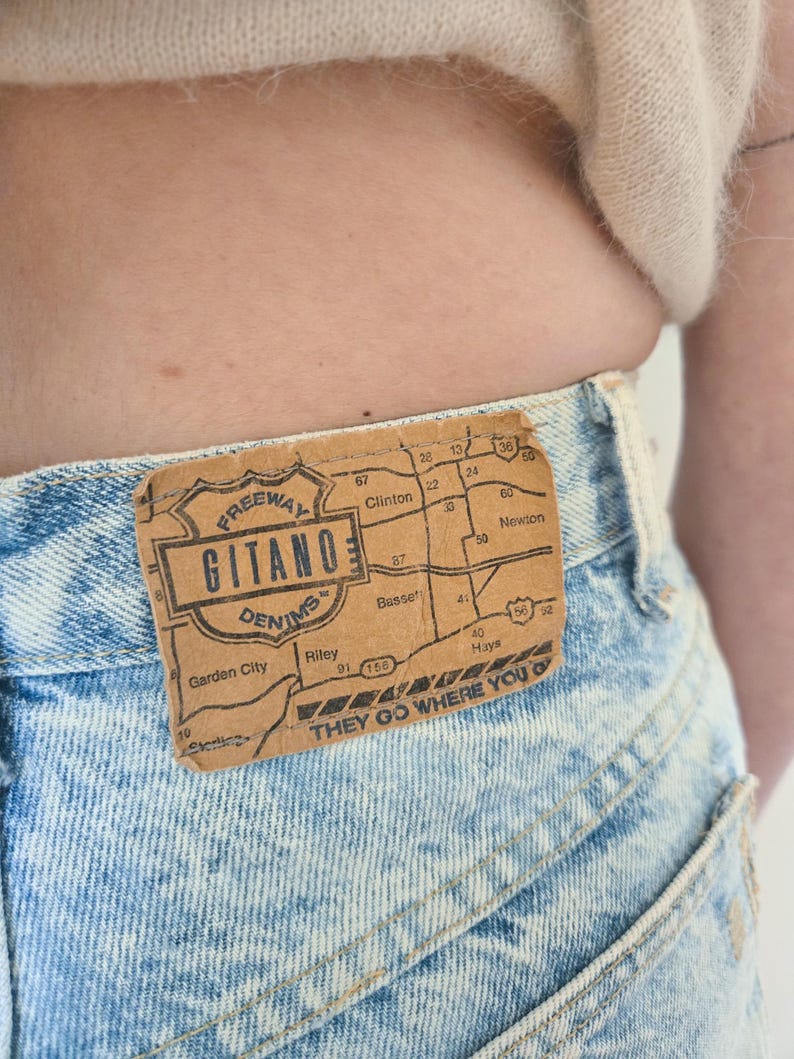VINTAGE 1980s Freeway Gitano ACID WASH Relaxed Fit Denim Grunge Cotton Jeans || Tag Size S - 27" waist || N K J image 9