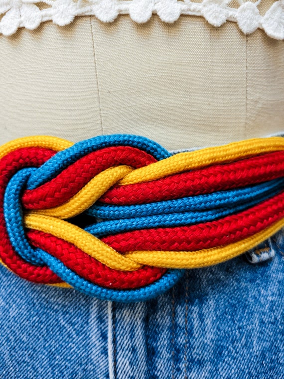 VINTAGE 80s Colorful Stretchy Elasticated Rope KN… - image 3
