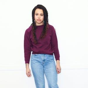 VINTAGE 90s Simple Berry Purple Cotton Cozy Loungewear Hanes Her Way Crewneck Sweatshirt Athleisure Activewear || S