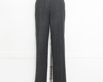 VINTAGE 90s LL BEAN Gray Cotton High Waist Trouser Pants Bottoms Academia Minimalist Normcore Preppy Chic Menswear Size 8 M Tall