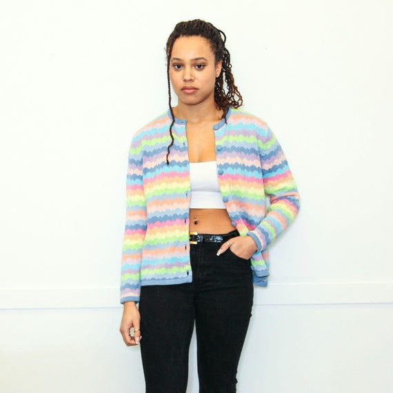 80s 90s ITALY cotton acryl cardigan EURO 80s Italian Cardigan - Etsy