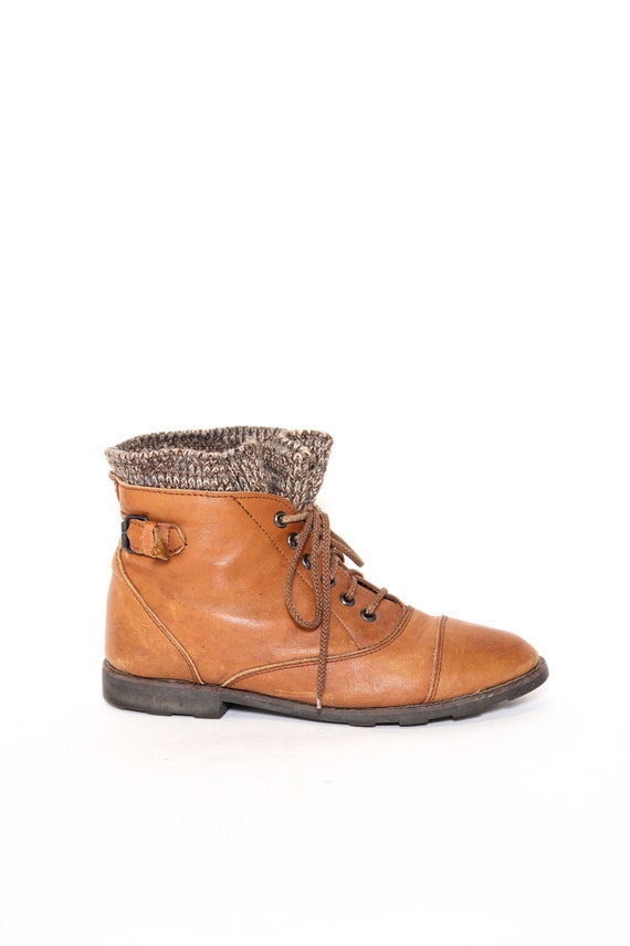 Vintage 80s 90s Brown Tan Leather Mountain Hiker L