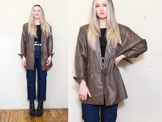 VINTAGE 70s 80s Brown Buttery Soft Leather Avant … - image 1