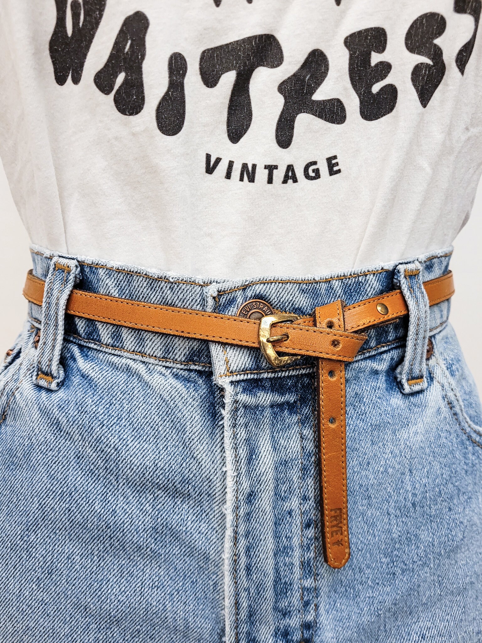 Vintage Frye Brown leather belt with leather wrapped buckle. Amazon.com: Frye Men main image 3