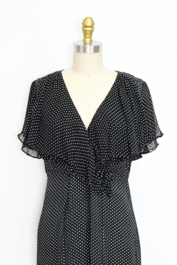 VINTAGE 80s Black Beige Mini POLKA DOT Silk Sheer… - image 7