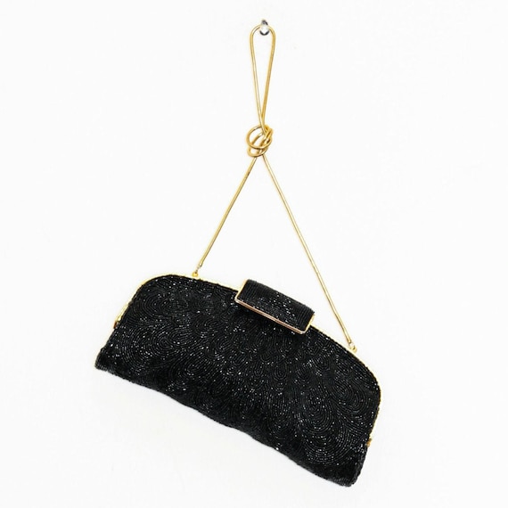 ファッション姫 通販 90s 80s VINTAGE Black Clasp Hinge Baguette BEADED HEAVILY バッグ