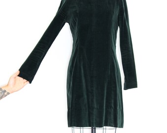 VINTAGE 60s 70s Forest Dark Green Velvet Long Sleeve Flared Mini Skirt  Grunge Punk Goth Mod Scooter Dress Handmade Small - Etsy Israel
