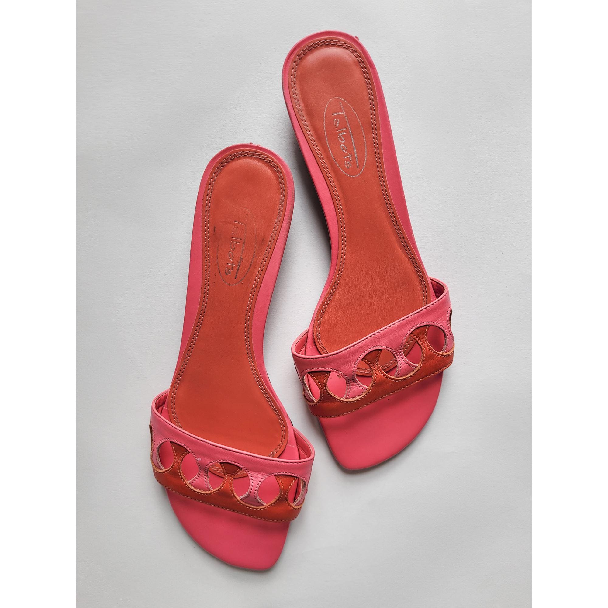VINTAGE 90s Talbots Pink Orange LEATHER Perforated Circular Cut-out Exposed  Stitch Wedge Flat Slip on Slides Sandals || 6.5 - Etsy