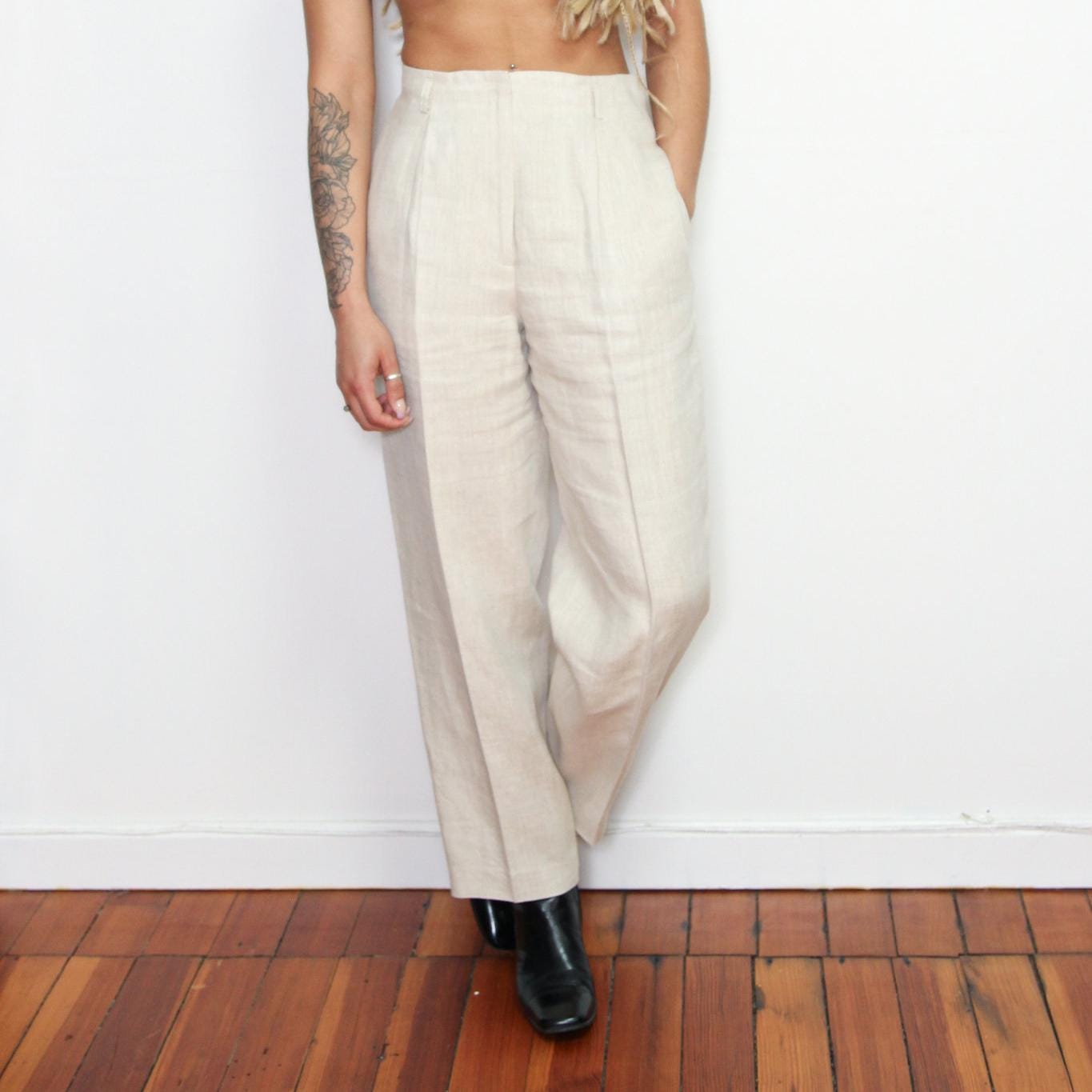 Linen Trousers Natural Beige 90’s～ F71855s.jpg