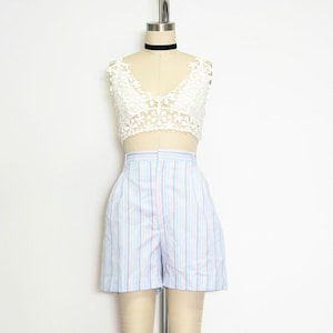 VINTAGE 70s/80s Preppy Cute Pastel Multi Colored Striped High Waist Shorts Normcore Streetstyle Size M