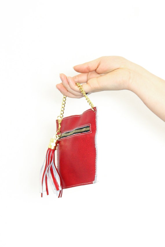 VINTAGE 80s Lipstick Vegan Leather RED Wallet COI… - image 2