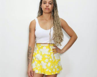 Jupe Midi Eastex Fleurie Jaune Et Blanc Taille 12 - été Printemps