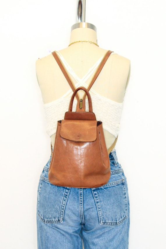 Fioretta Italian Genuine Leather Top Handle Backpack Purse Shoulder Bag Handbag Rucksack for Women - Cognac Brown