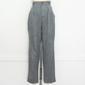 VINTAGE 80s 90s Gray Pinstripe High Waist Trouser Pants Academia Minimalist Normcore Casual Preppy Menswear 10 M