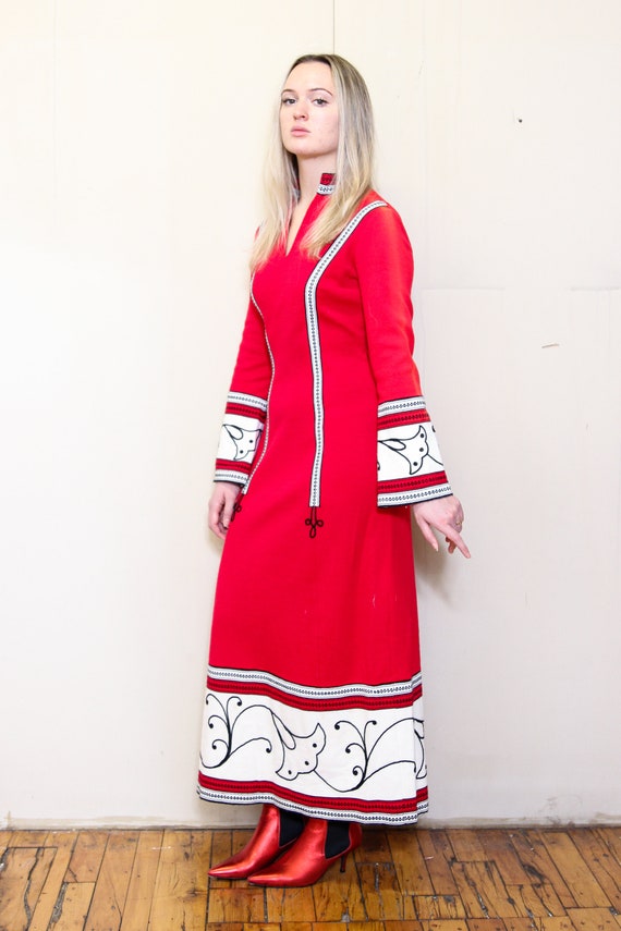 VINTAGE 70s Fashion Red White HIPPIE Boho Bohemia… - image 6