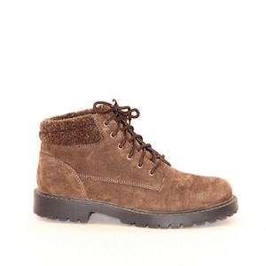 VINTAGE Lata 80. Lata 90. Brązowa skóra zamszowa OWCZARKA Hiker Hiking Sznurowane Roper Buty Grunge NORMCORE Botki Rozmiar 7