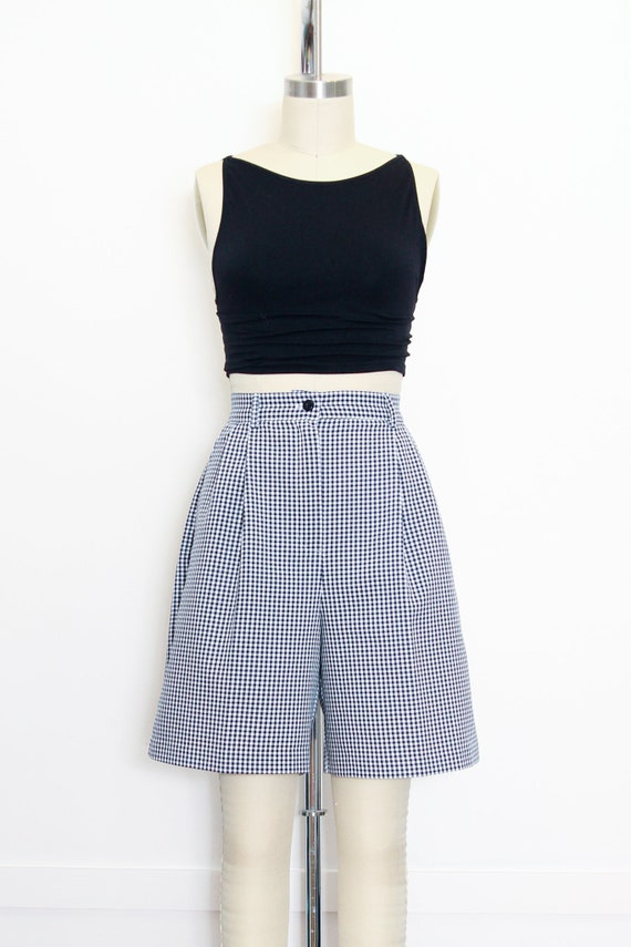 VINTAGE 80s 90s Blue and White Checkered GINGHAM … - image 2