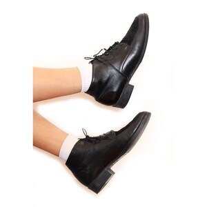 VINTAGE chique jaren 80 ZWART tweekleurig LEREN suède veterschoenen enkellaars Oxford brogue preppy Academia laarzen || Maat 9 nr