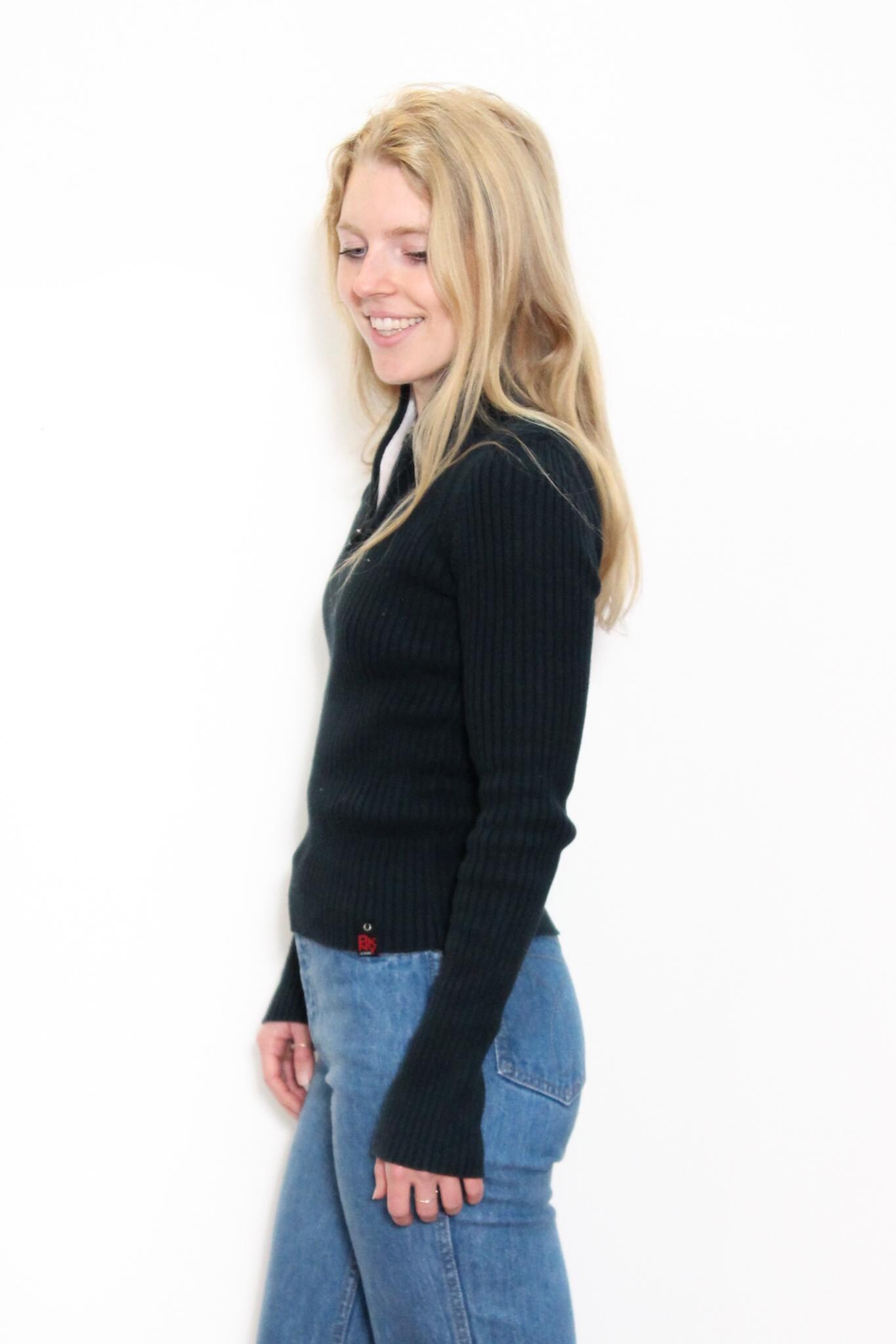 トップス DNKY jeans archive vintege knit VINTAGE DKNY Y2K Black RIBBED Textured Striped Stretchy Slim