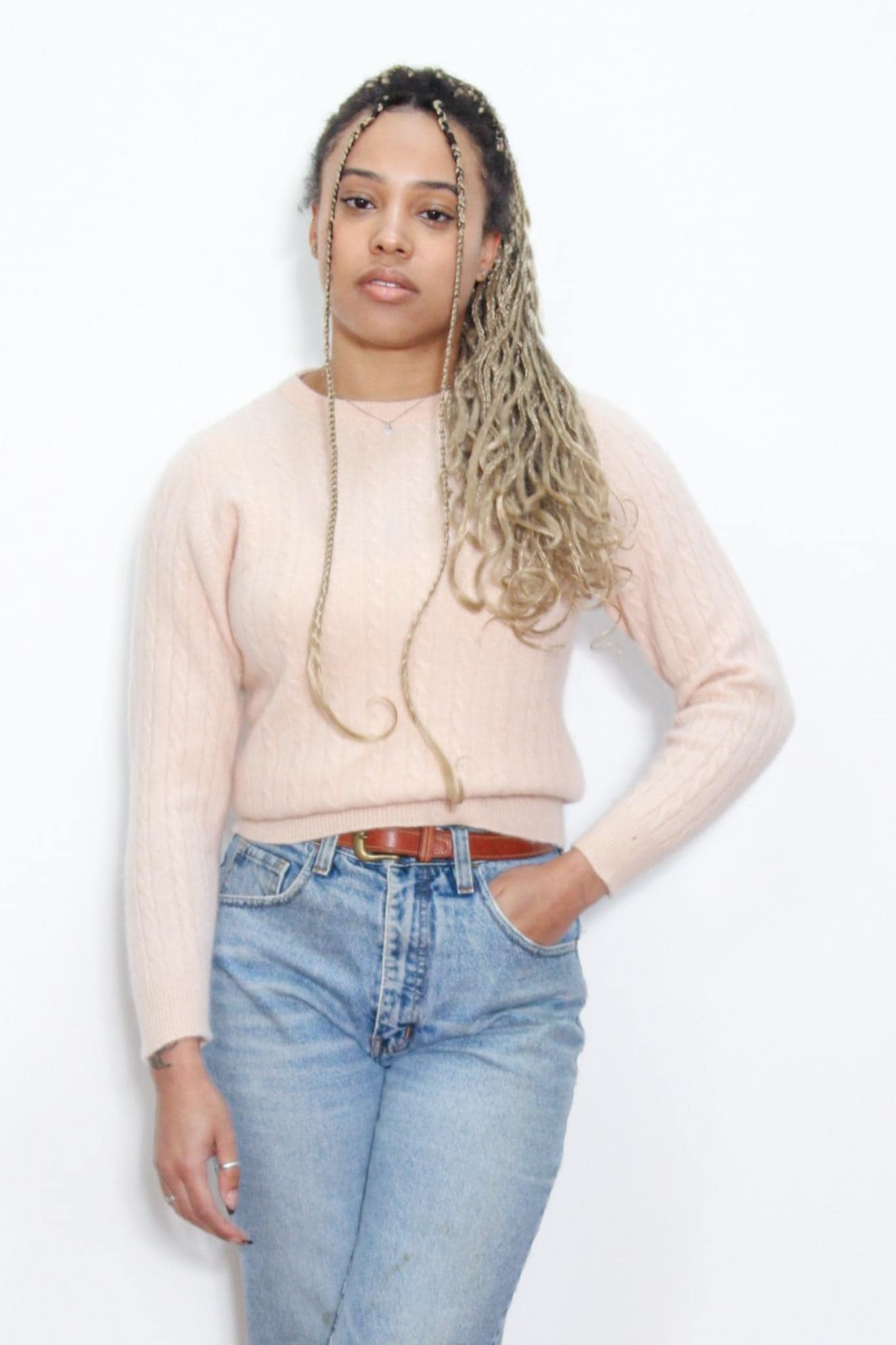 VINTAGE 80s 90s PRINGLE of Scotland Light Rose Pink Pure CASHMERE