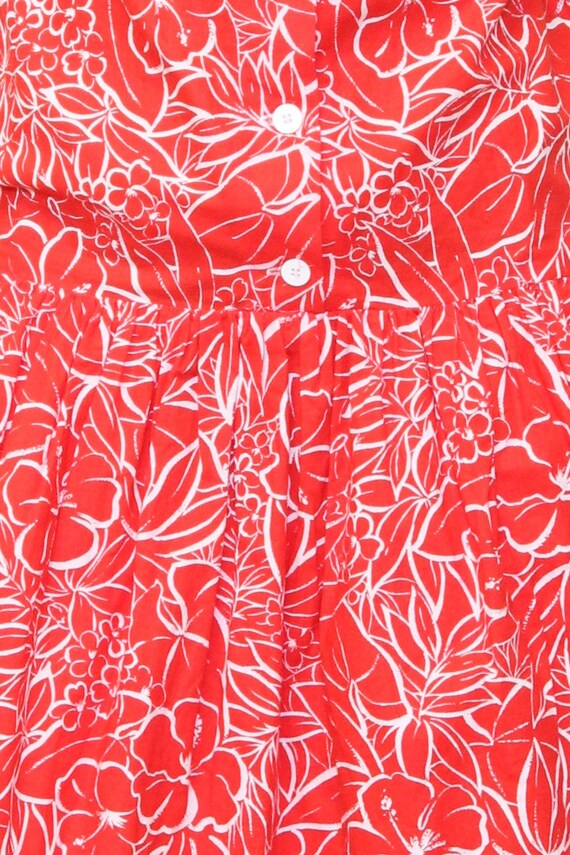 VINTAGE 80s Red White ABSTRACT Arty Floral Print … - image 10