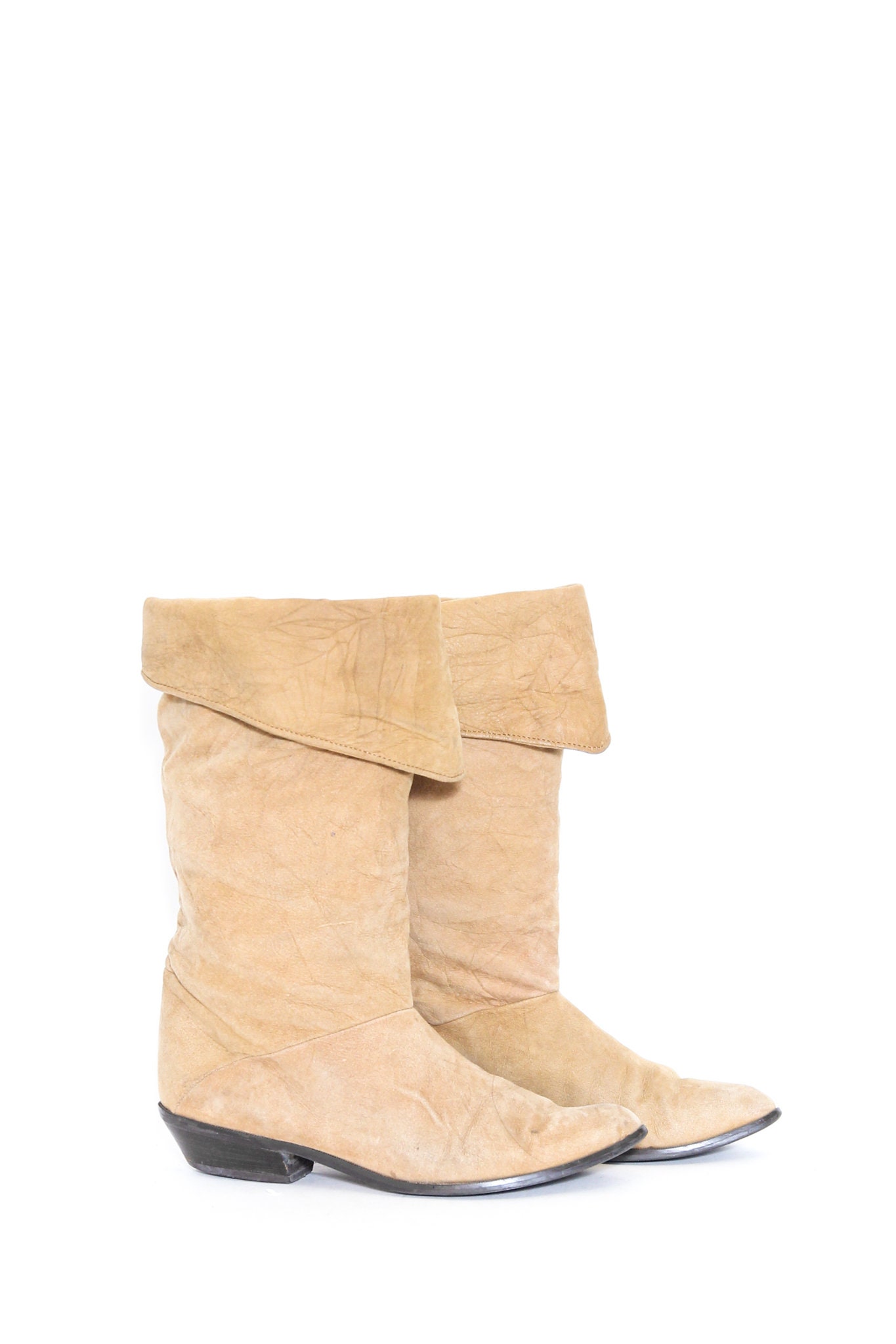 VINTAGE 80s Light Brown Beige Khaki Tan ZODIAC Suede Leather