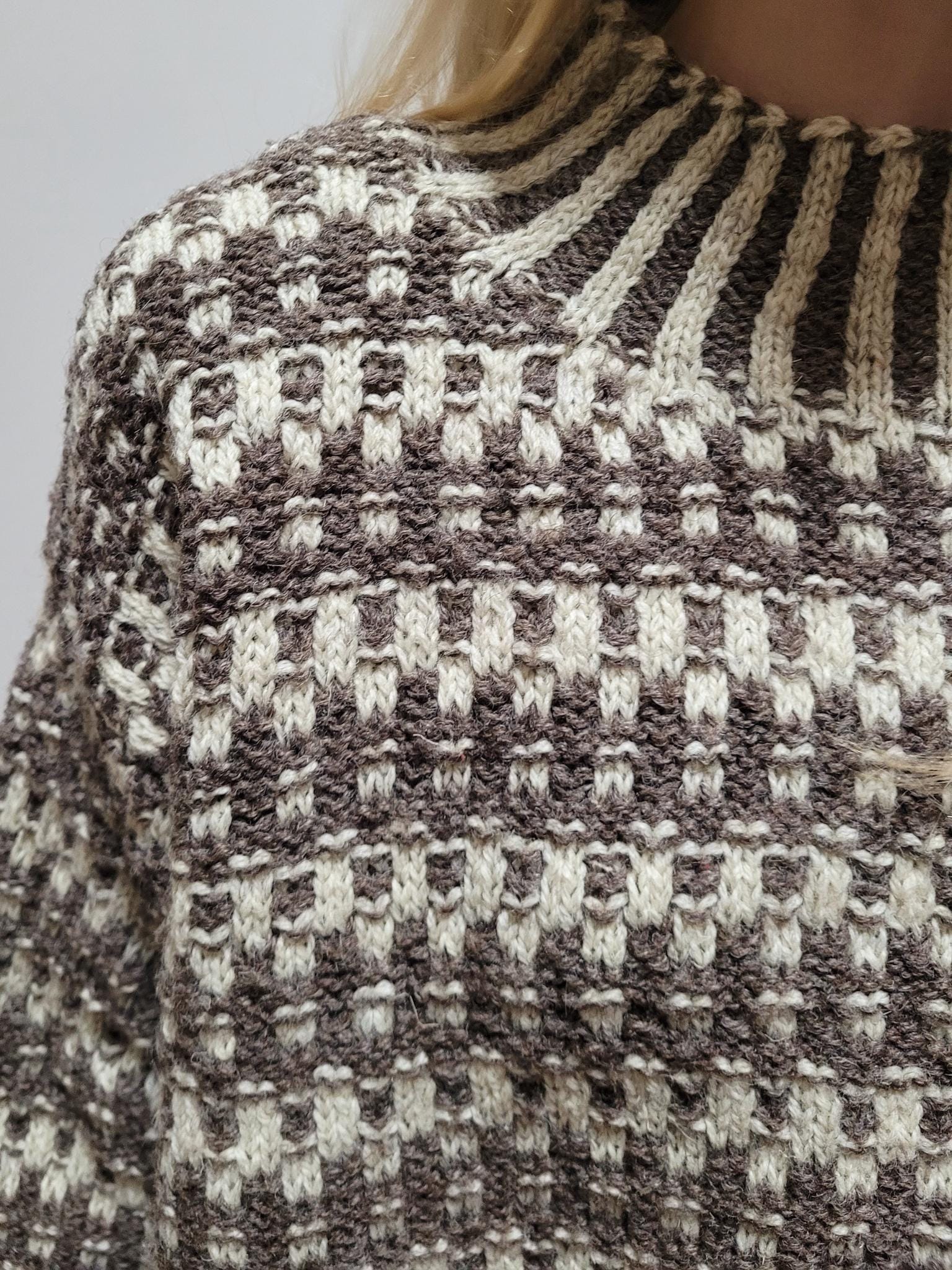 VINTAGE 90s TIMBERLAND Weathergear Handknit Wool Brown Beige 