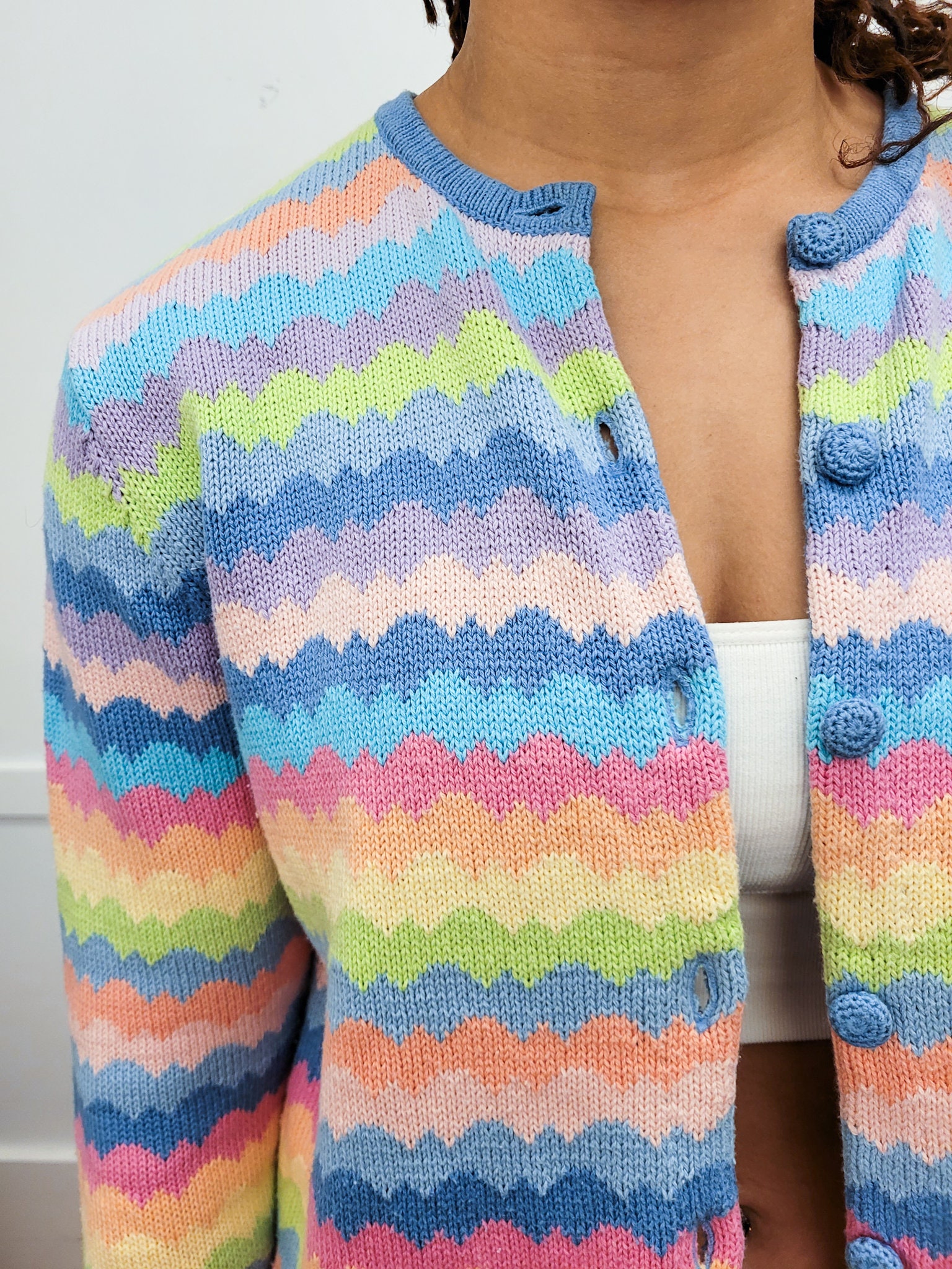 〜00's Sweat Cardigan Women Y2K Floral Print Knit Cardigan Sweater Long Sleeve V