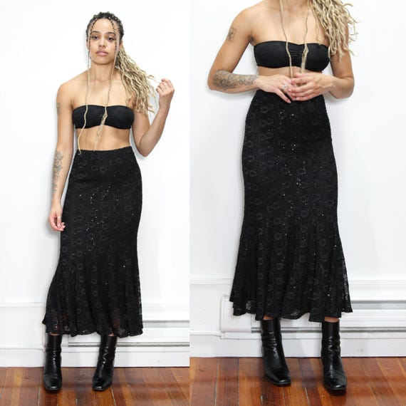 Black lace skirt 90s hotsell