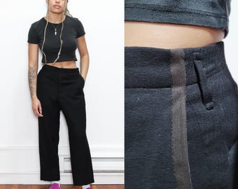 VINTAGE 90s Black Hip Slung WOOL Striped Side POSTAL Worker