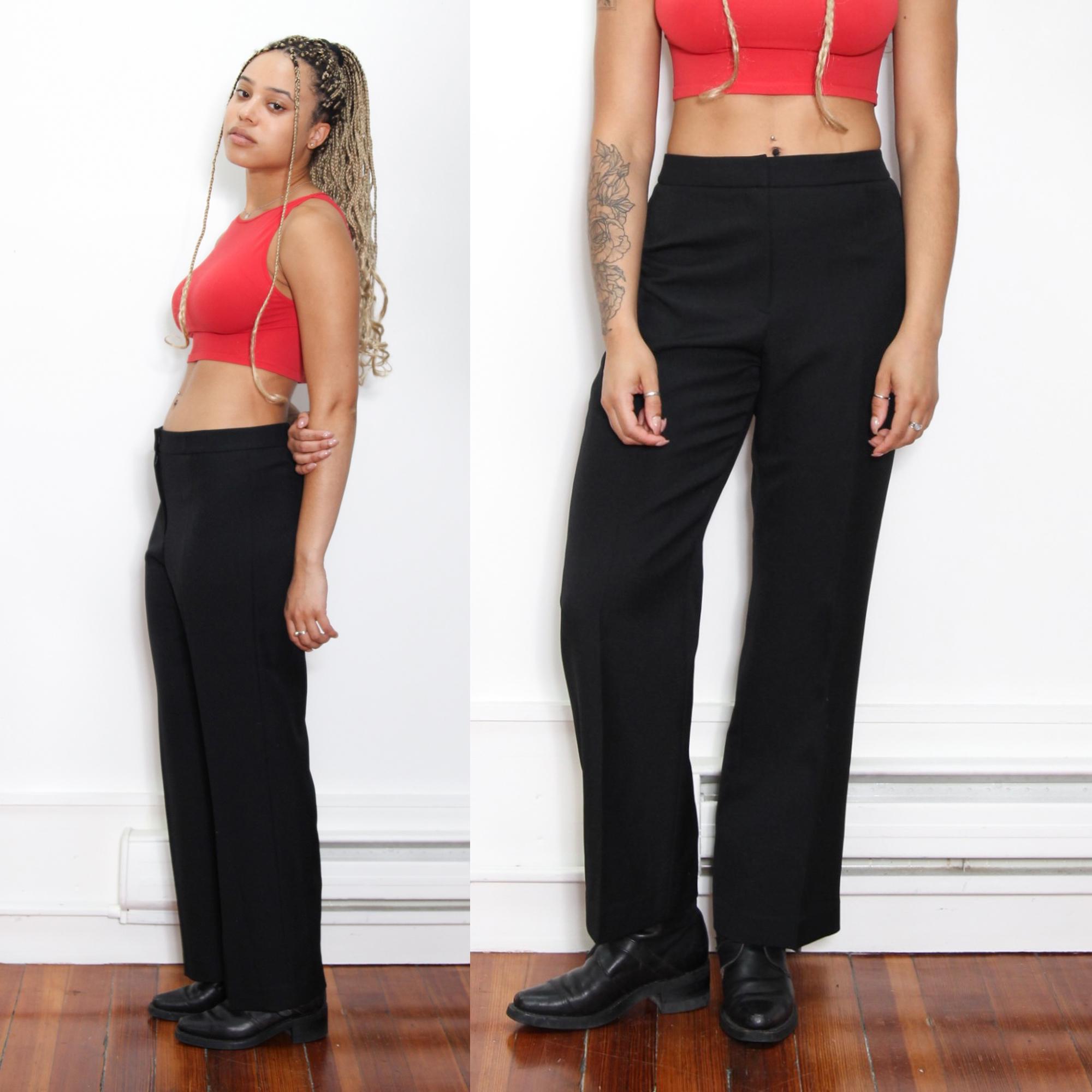 VINTAGE 90s Y2K Black Low Rise Straight WIDE Leg Simple